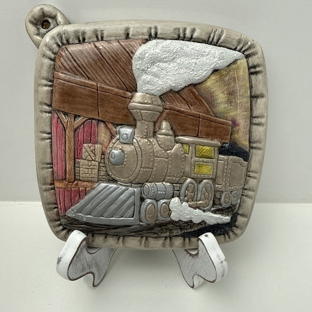Vintage Trivet Ceramic Tile Hot Pot Holder "Wheat Mill In Sunset"‎ 1986